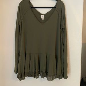 Free People Olive Long Sleeve Tee
